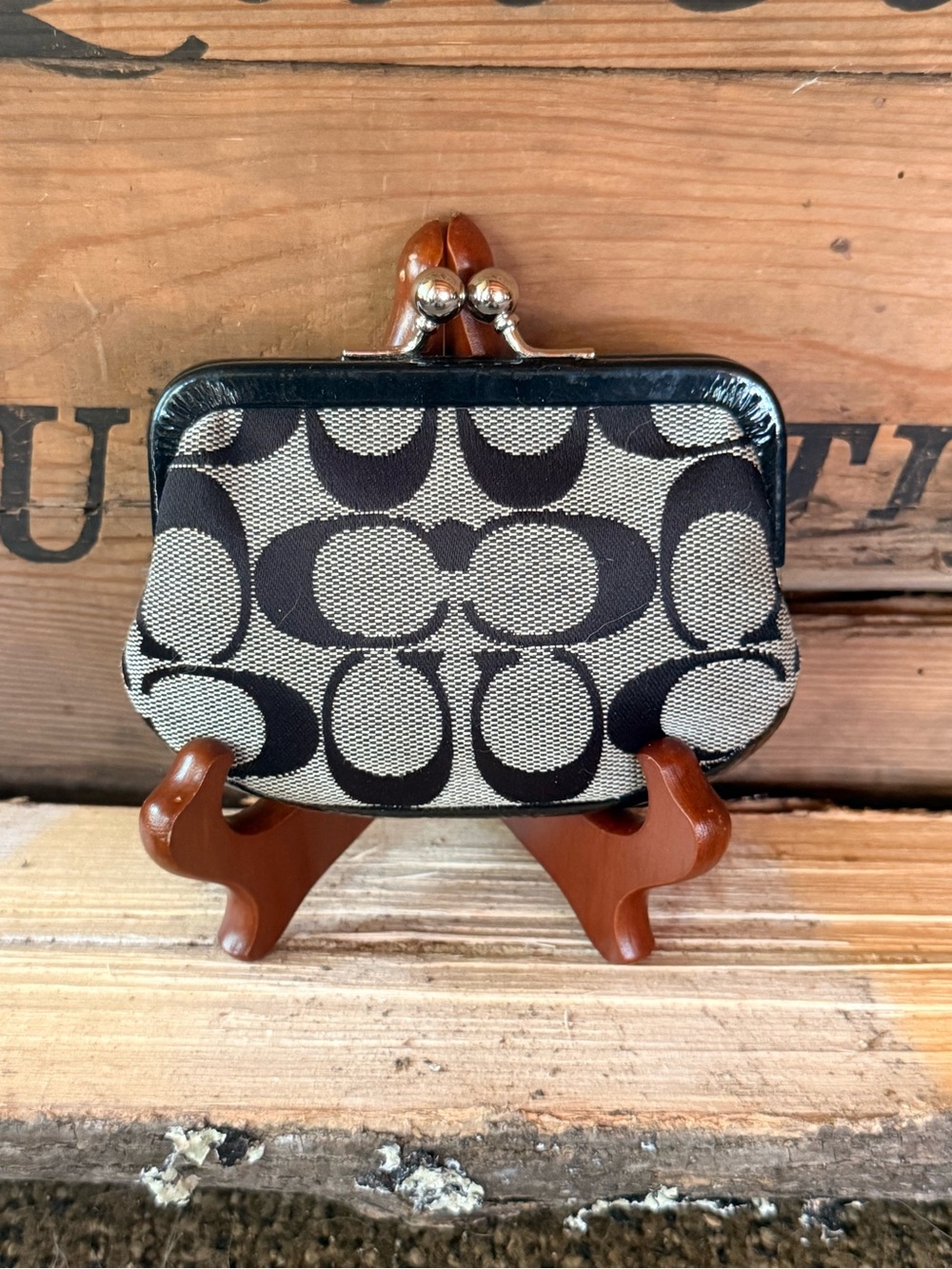 Coach Signature Kisslock Coin Pouch